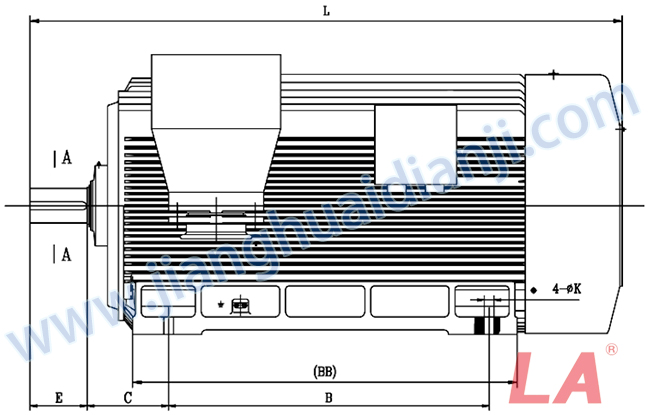 Y2系列緊湊型高壓三相異步電動(dòng)機(jī)外形及安裝尺寸圖 - 六安江淮電機(jī)有限公司