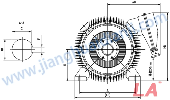 Y2系列緊湊型高壓三相異步電動(dòng)機(jī)外形及安裝尺寸圖 - 六安江淮電機(jī)有限公司