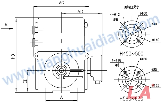 YRKS系列中型高壓三相異步電動(dòng)機(jī)外形及安裝尺寸圖 - 六安江淮電機(jī)有限公司