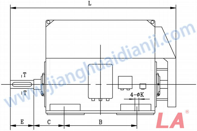 YMPS系列磨煤機用高壓三相異步電動機安裝尺寸圖(IP54、IP55 6KV) - 六安江淮電機有限公司