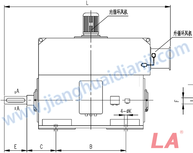 YMPS系列磨煤機(jī)用高壓三相異步電動(dòng)機(jī)安裝尺寸圖(IP54、IP55 10KV) - 六安江淮電機(jī)有限公司